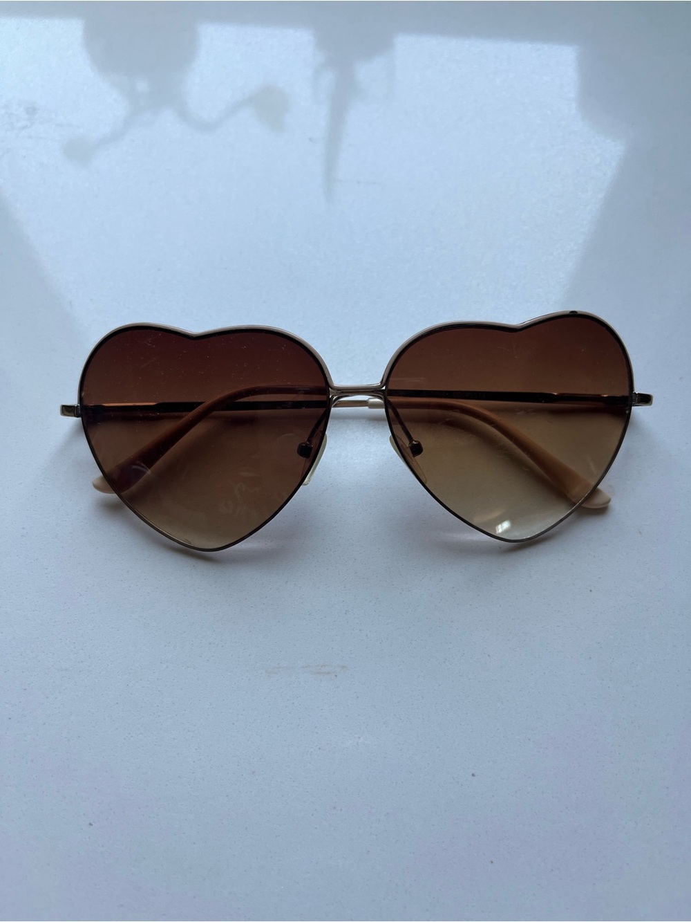 Heart-Shaped Brown Gradient Sunglasses - Women Accessories